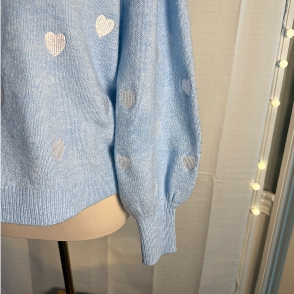 Sugarlips Light Blue Heart Pattern Sweater - Picture 2 of 9
